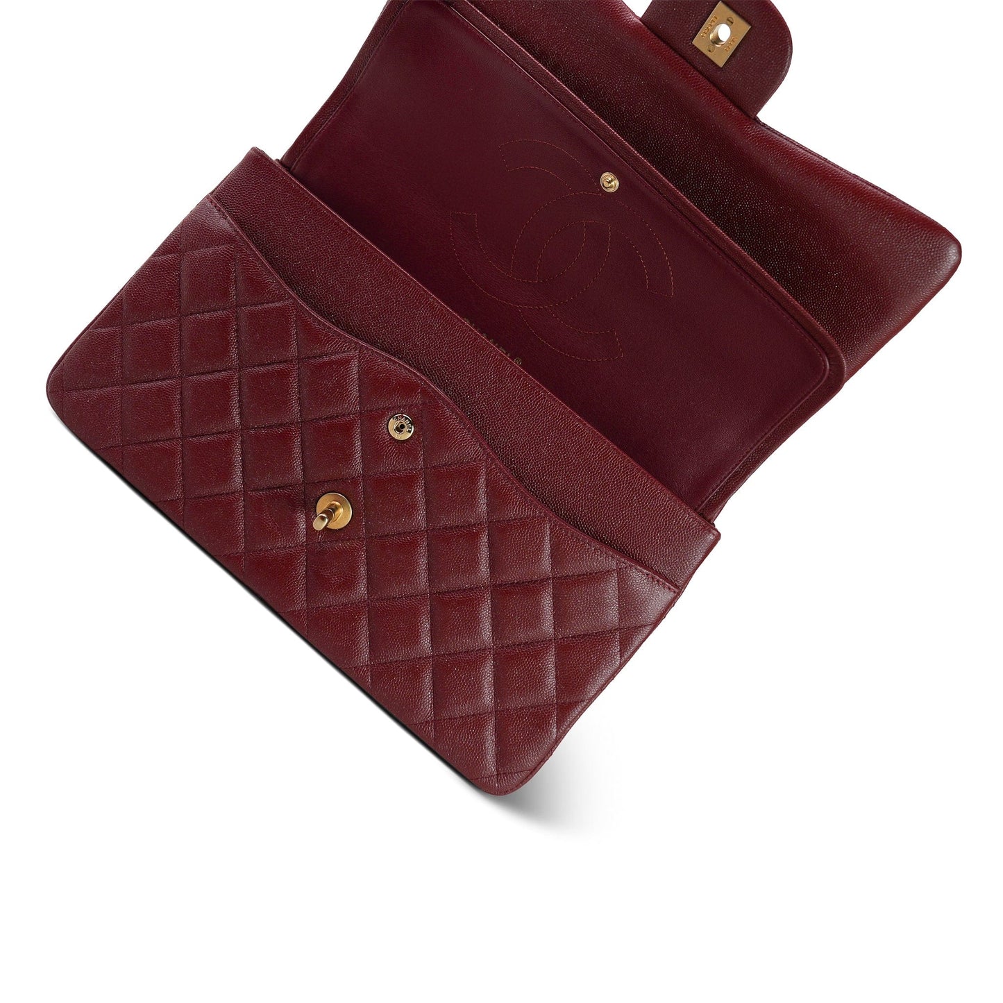 18C Dark Red Glittery Caviar Quilted Jumbo Classic Flap Aged Gold Hardware