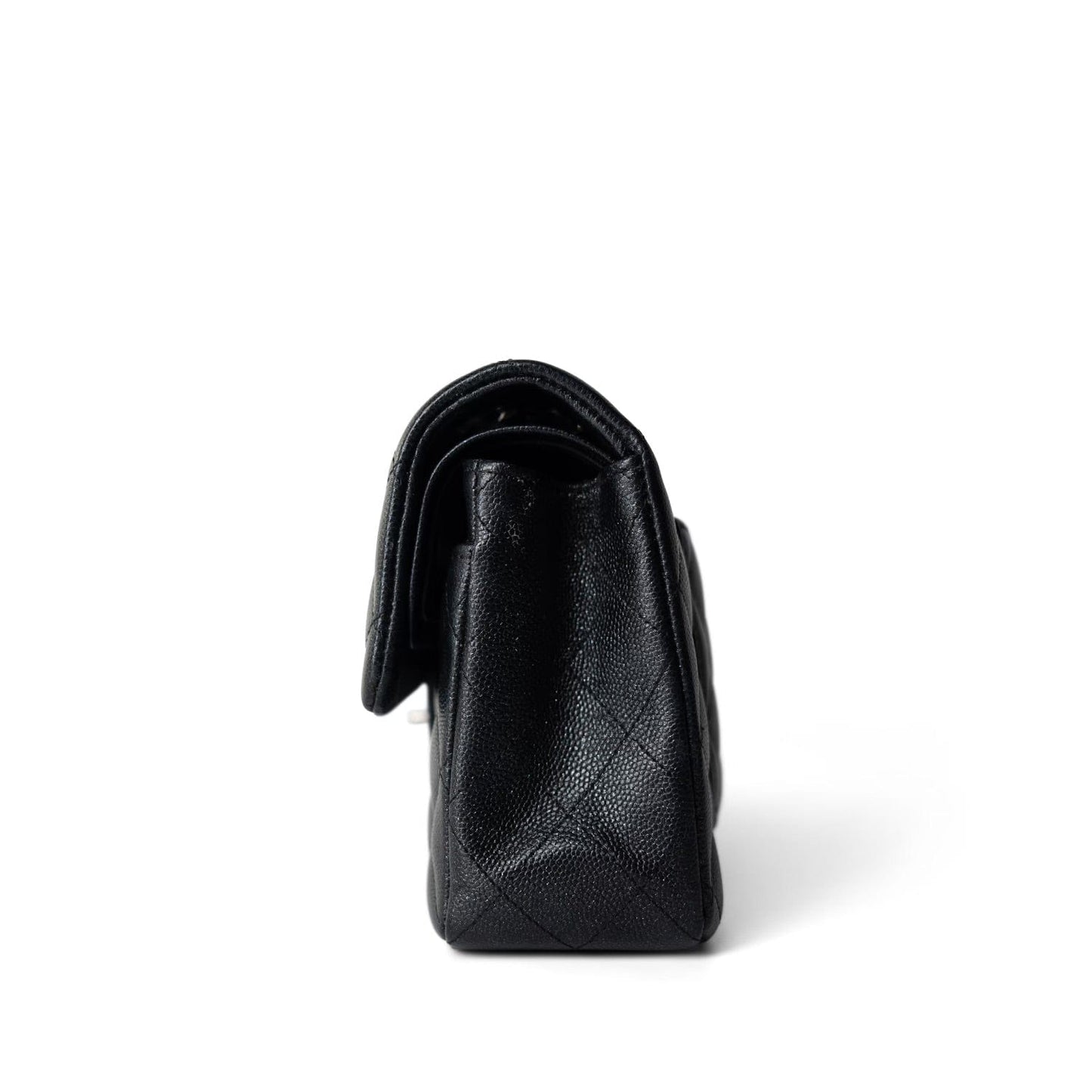 18C Charcoal Glittery Caviar Quilted Classic Flap Small