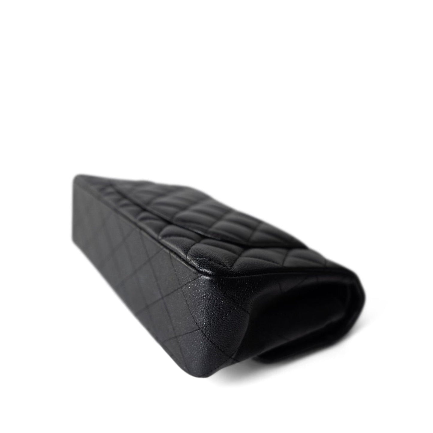 18C Charcoal Glittery Caviar Quilted Classic Flap Small